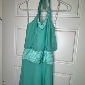 Laundry By Shelli Segal Aqua Halter Midi Dress